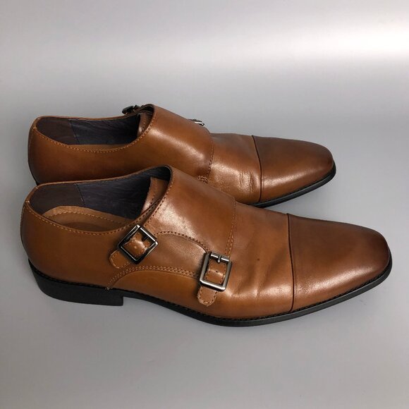 Like New Men's Brown Double Monkstrap Leather Dress Shoes - Picture 2 of 8